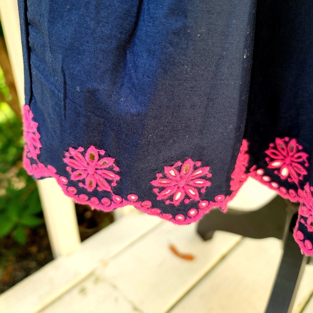 New! J Crew size 4 Embroidered Scalloped Tiered Dress Navy Blue NWT - Picture 4 of 15